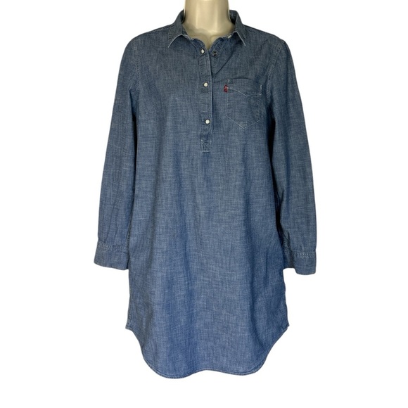 Levi’s denim dress with pearl snaps and side pockets size M - Picture 1 of 9